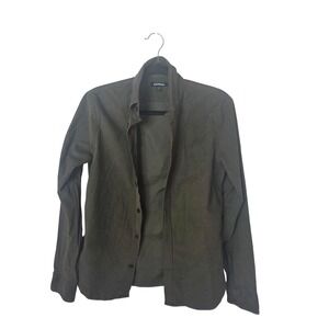 Express Olive Green Corduroy Button Down Shirt Womens XS Long Sleeve Cotton Blen